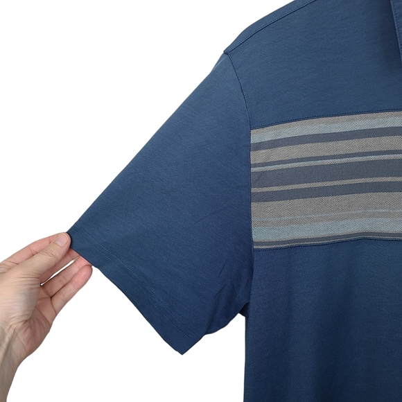 Travis Mathew blue striped details pima cotton blend polo shirt men's large - Picture 3 of 14